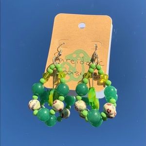 Handmade Green Beaded Earrings 🧡